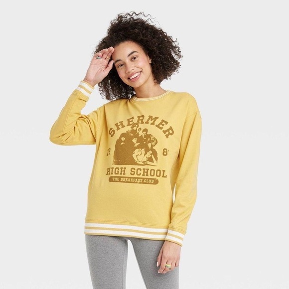 Tops - XS the breakfast club Shermer High School sweatshirt top mustard yellow stripe